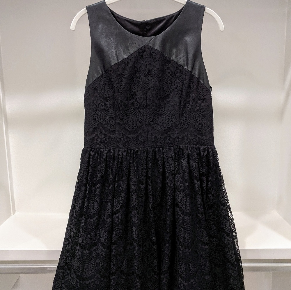 Jessica Simpson Faux Leather & Lace Cocktail Dress